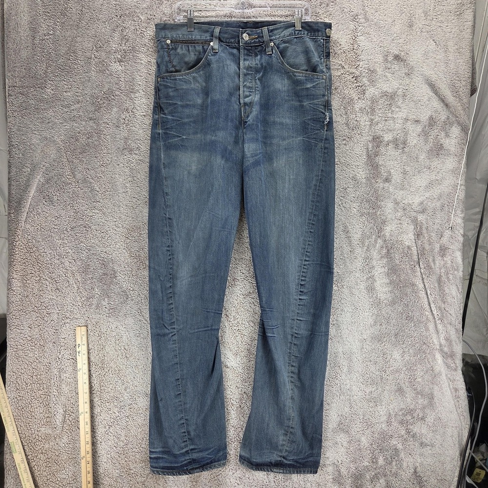 Vintage Levis Engineered Jeans Mens 34x34 Blue Twisted Button Fly Dark Wash